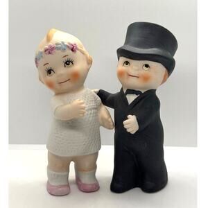 VTG 1980's Shackman Kewpie Doll Wedding Couple, Porcelain Figurines, Cake Topper
